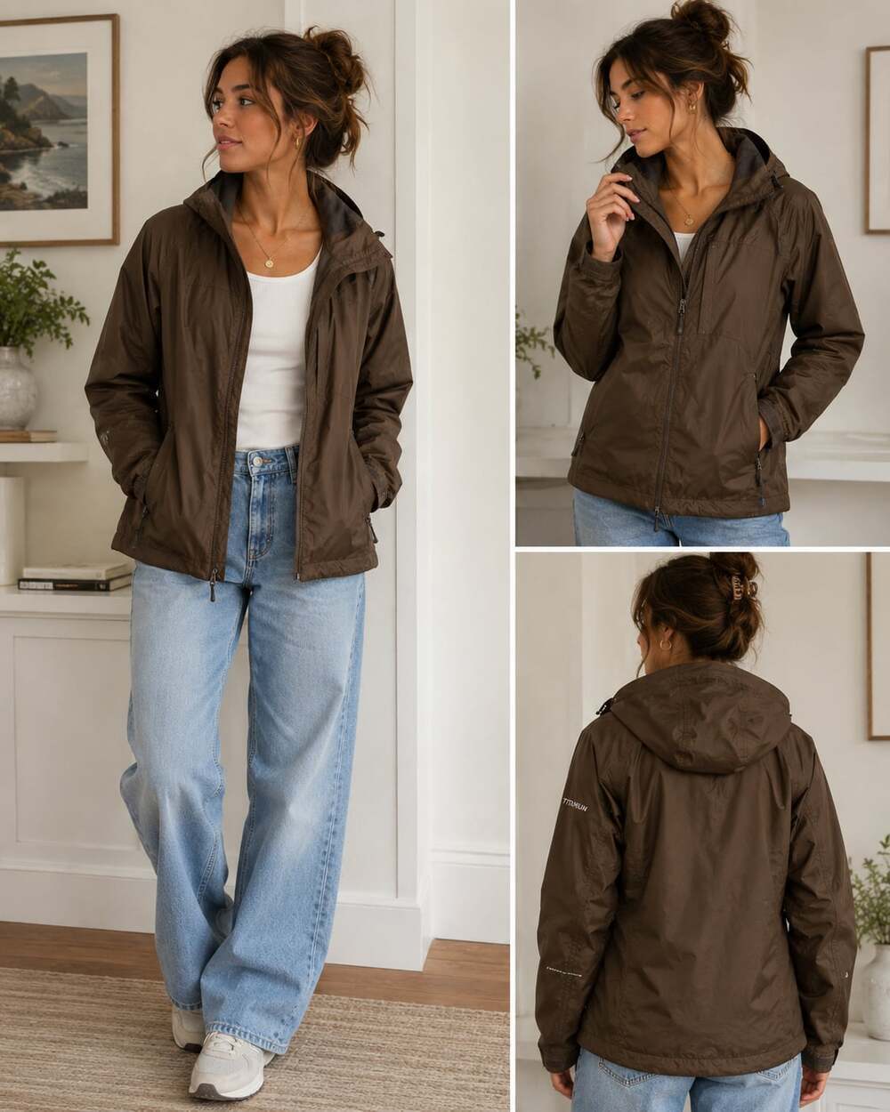 Columbia Titanium Omni-Tech Brown Hooded Waterproof Jacket Women’s XS
